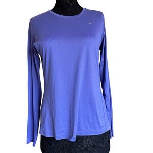 Nike Dri Fit Periwinkle Blue Purple Crew Neck Long Sleeve Tee Shirt Large